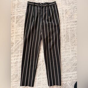Éditions M.R Paris Pinstripe Pleated Trousers Black Brown Stripe